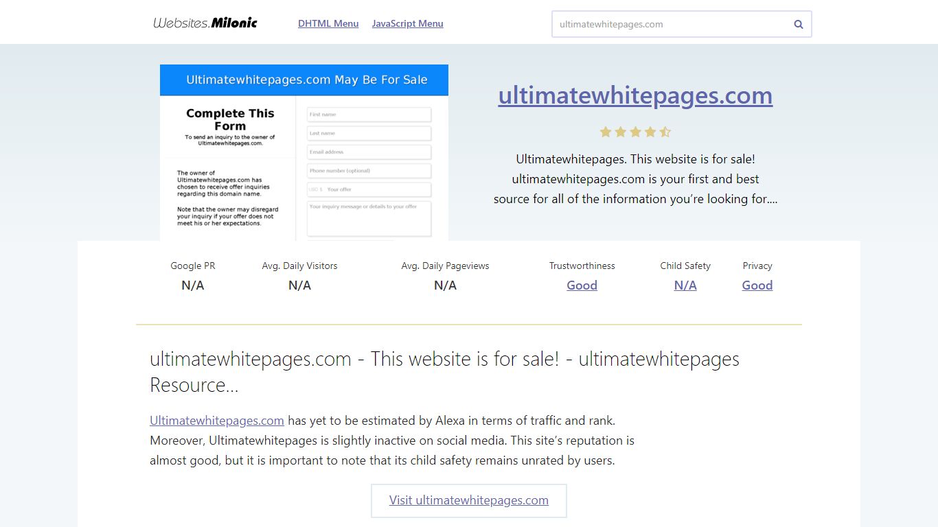 Ultimatewhitepages.com website. Ultimatewhitepages.com - This website ...